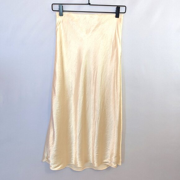Babaton | Aritzia High-Rise Satin Midi Slip Skirt Cream Butter Yellow | Size 4 - Picture 4 of 9